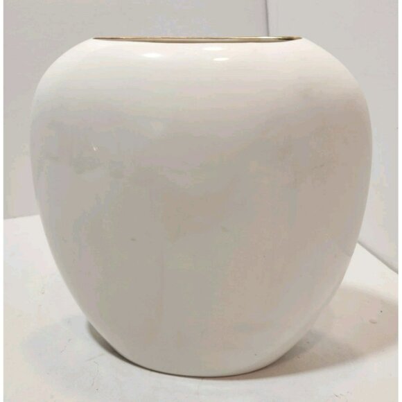 Vtg Japanese White with Gold Accents Oval Flat Vase Floral with Bird - Picture 6 of 12